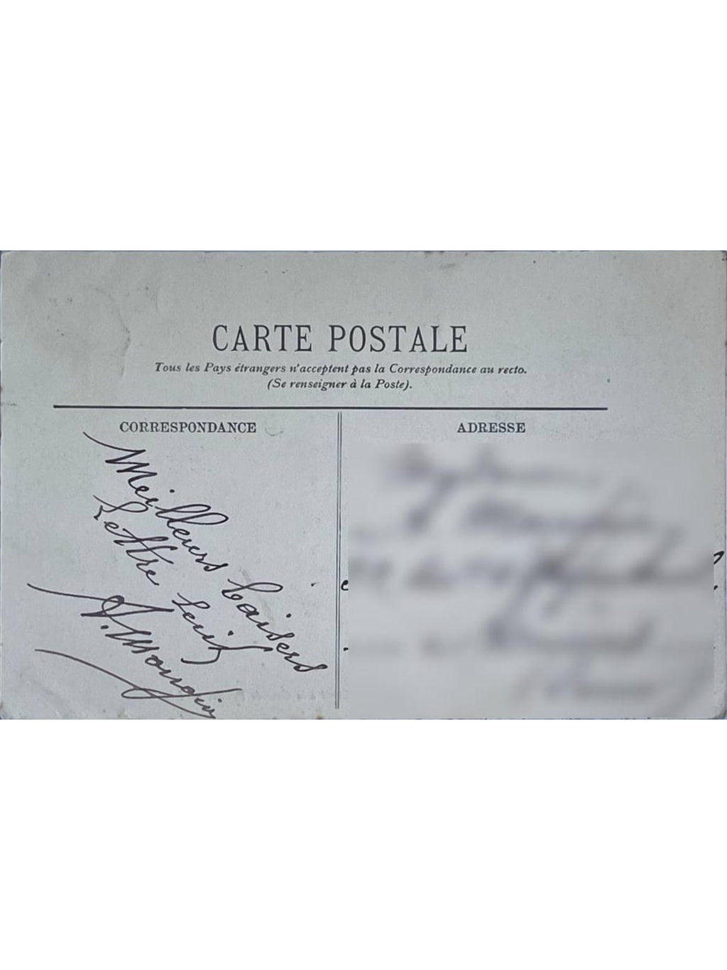 Verso de la carte postale