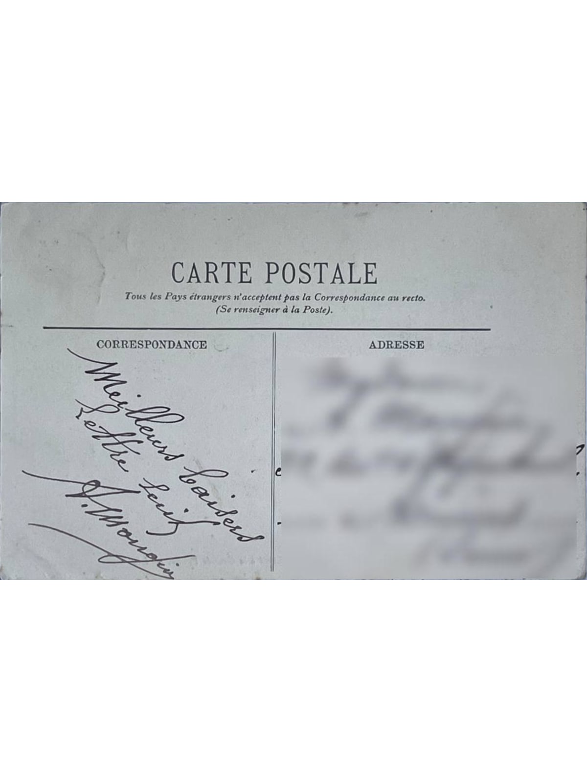 Verso de la carte postale