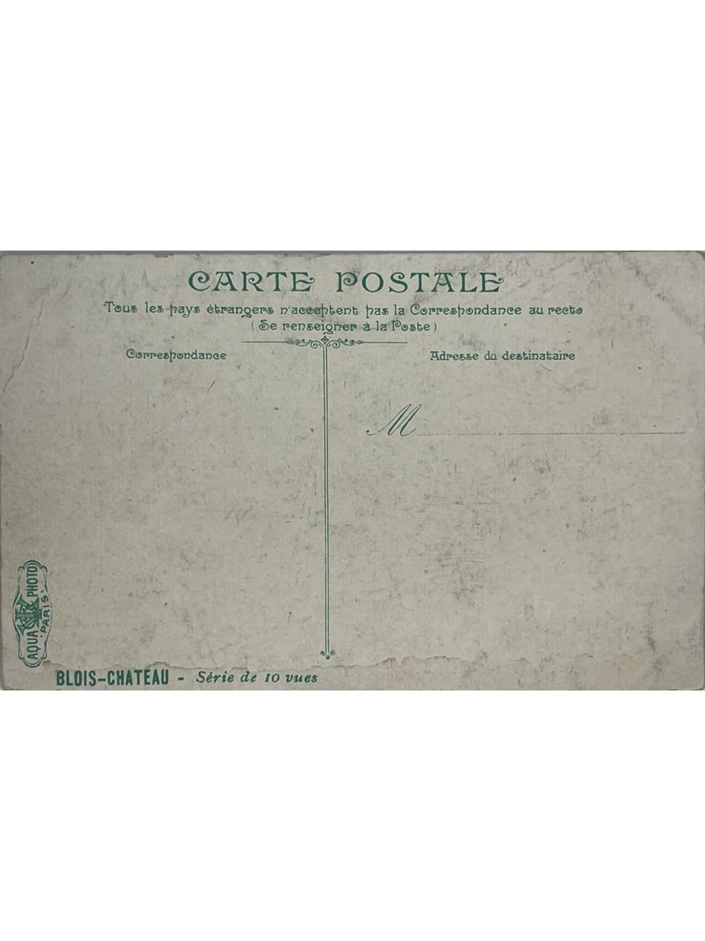 Verso de la carte postale