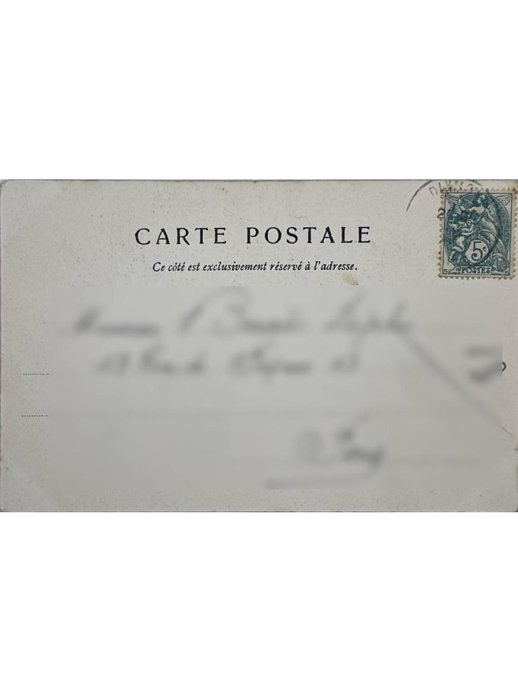 Verso de la carte postale