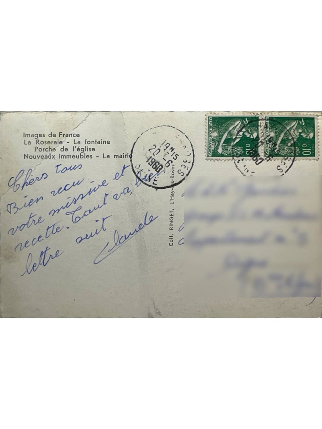 Verso de la carte postale