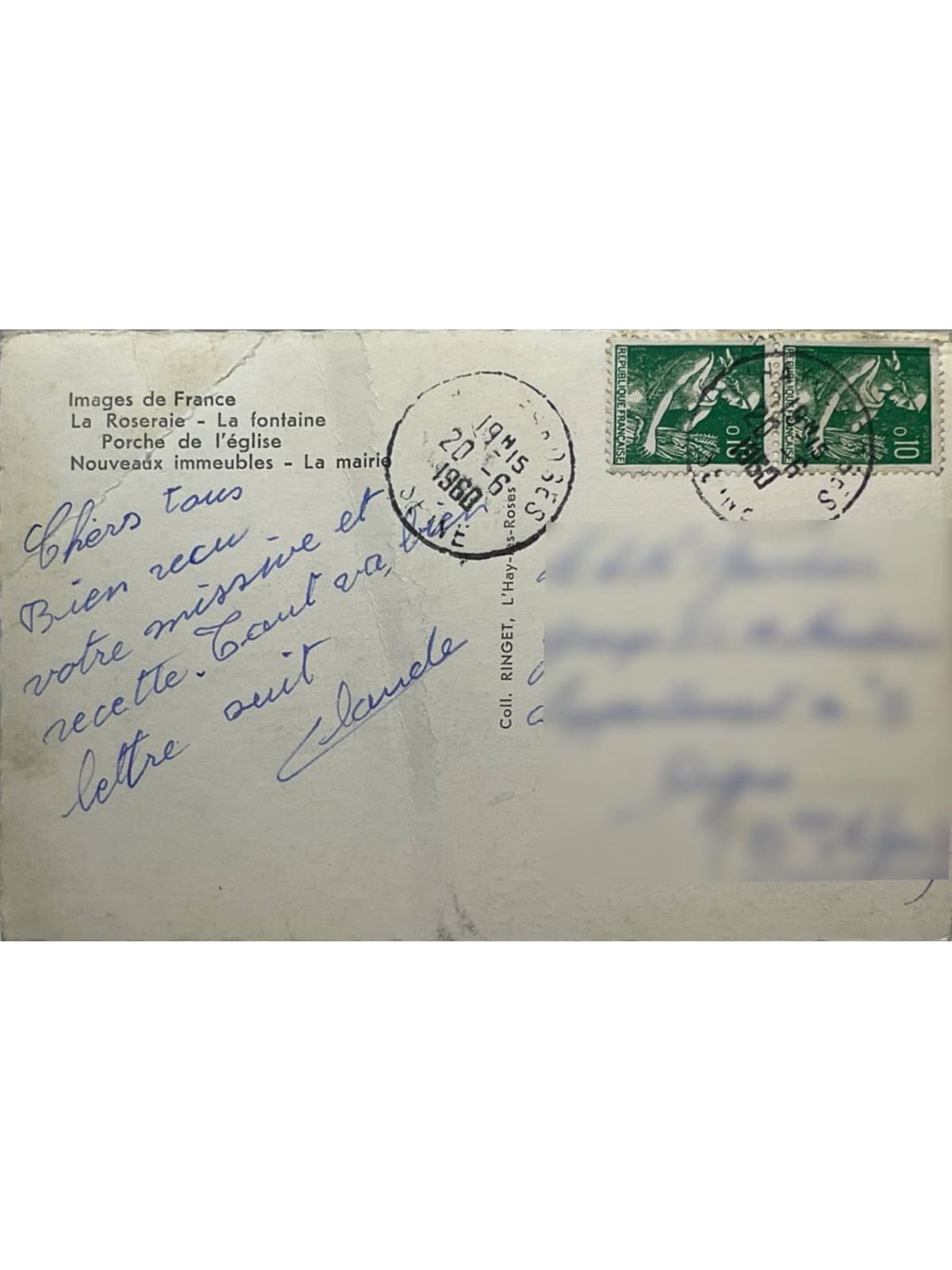Verso de la carte postale