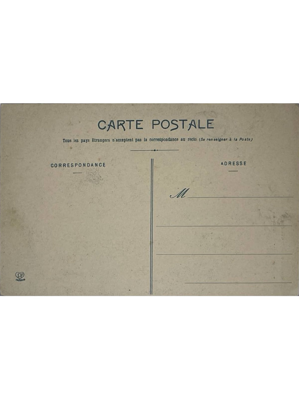 Verso de la carte postale