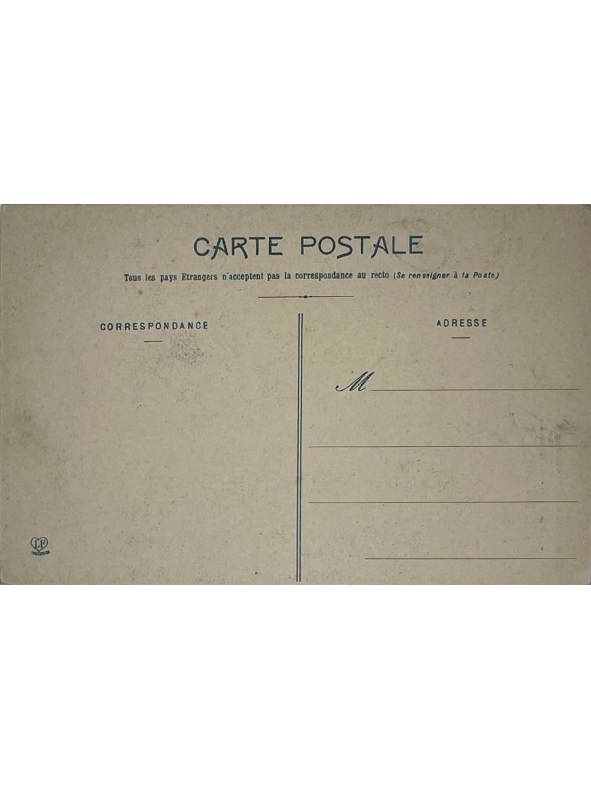 Verso de la carte postale