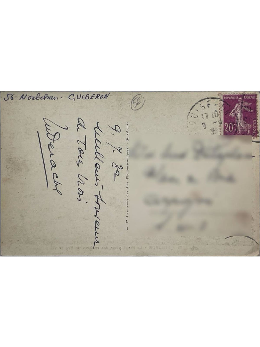 Verso de la carte postale