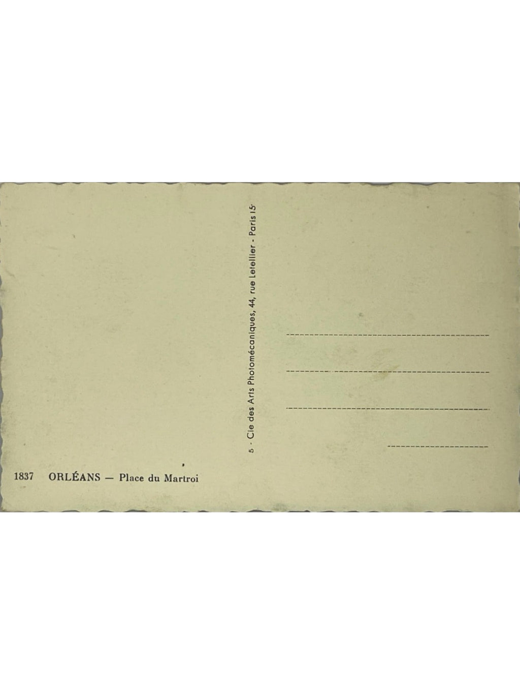 Verso de la carte postale
