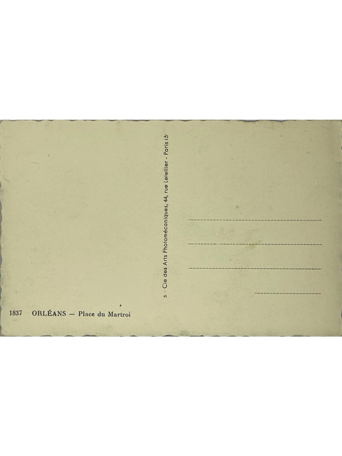 Verso de la carte postale
