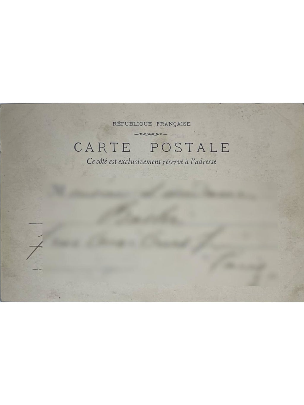 Verso de la carte postale