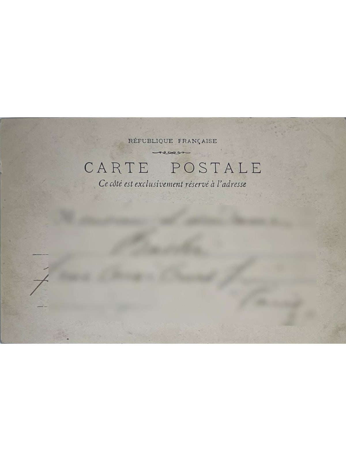 Verso de la carte postale