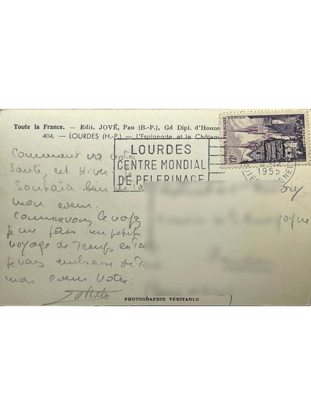 Verso de la carte postale