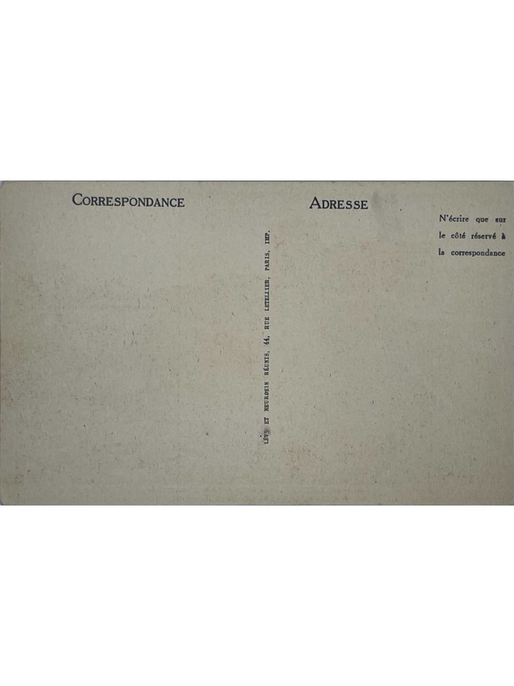 Verso de la carte postale
