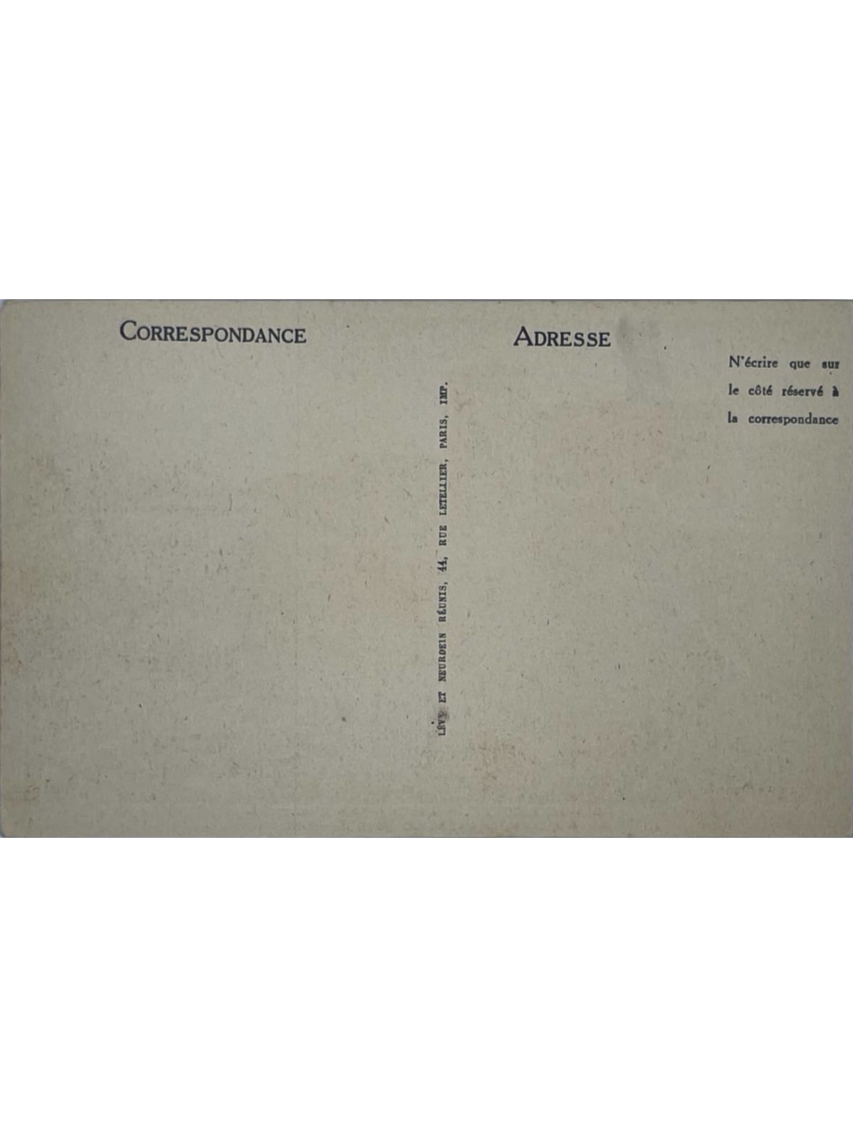Verso de la carte postale