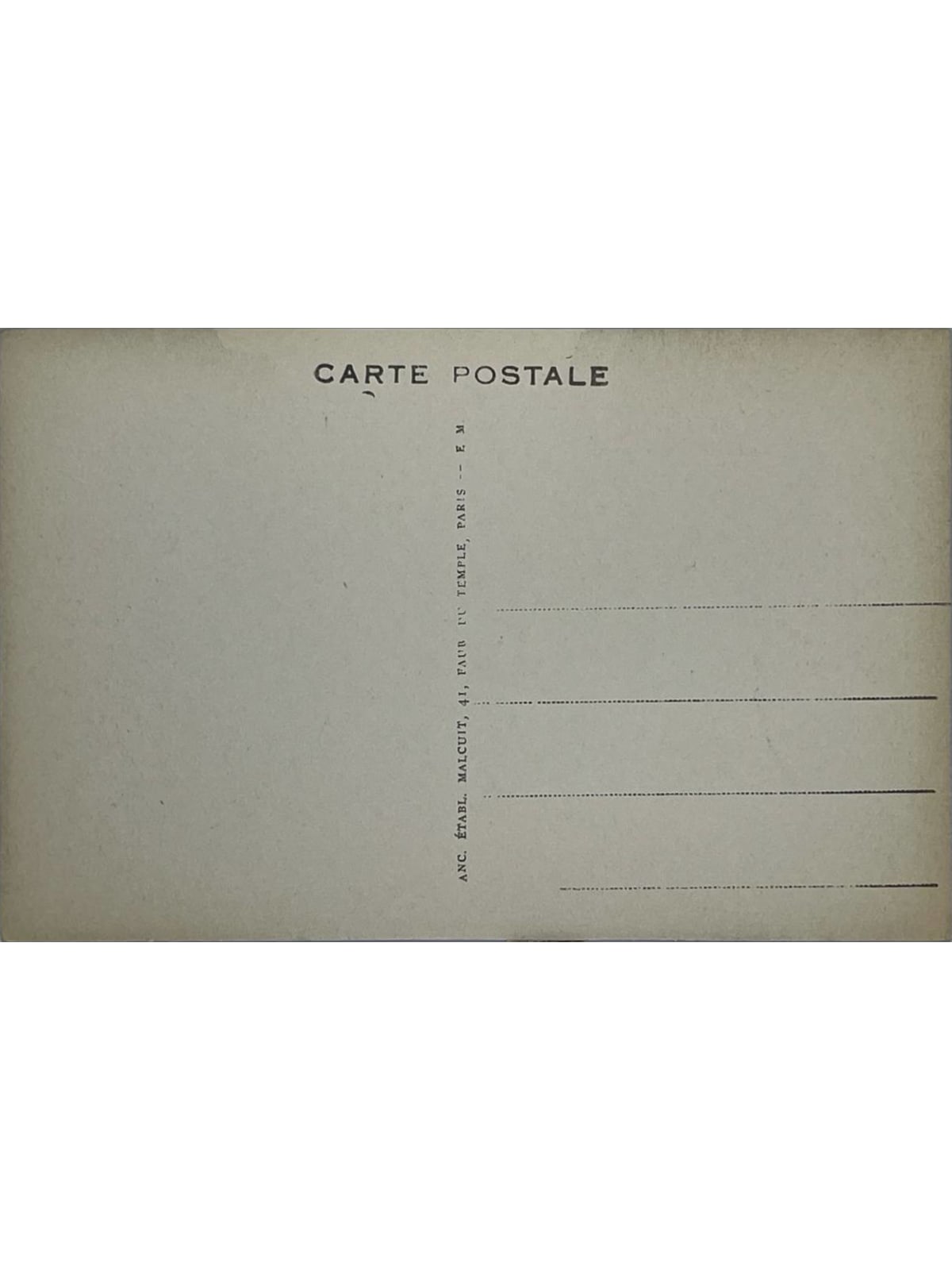 Verso de la carte postale