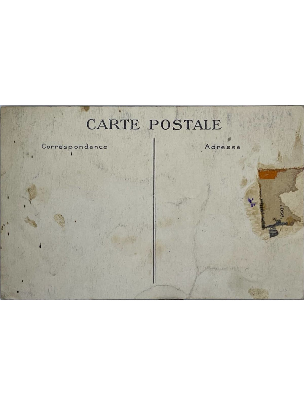 Verso de la carte postale