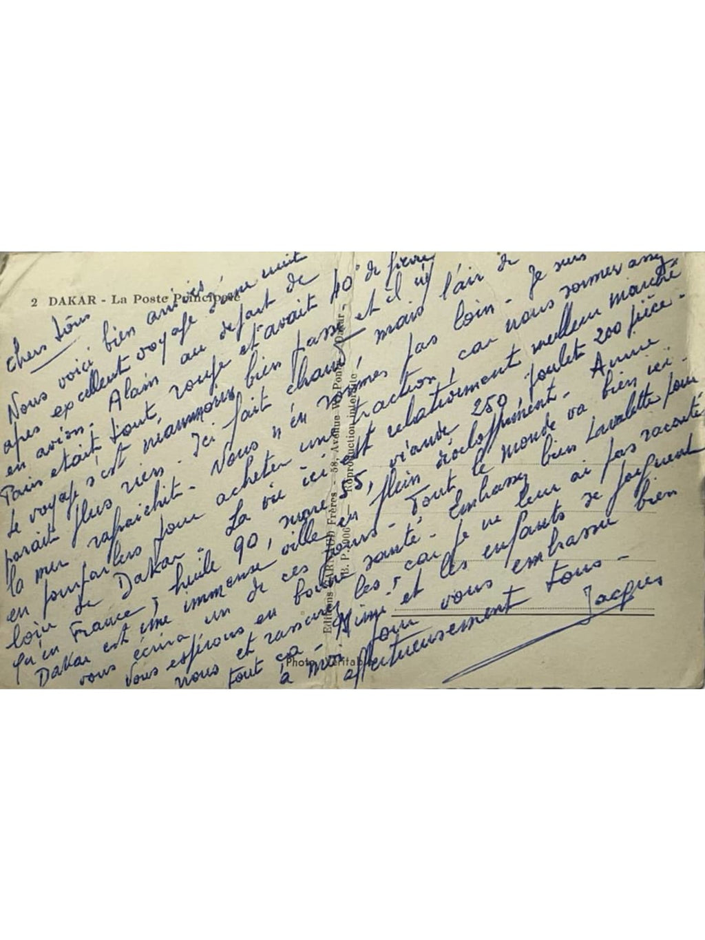 Verso de la carte postale