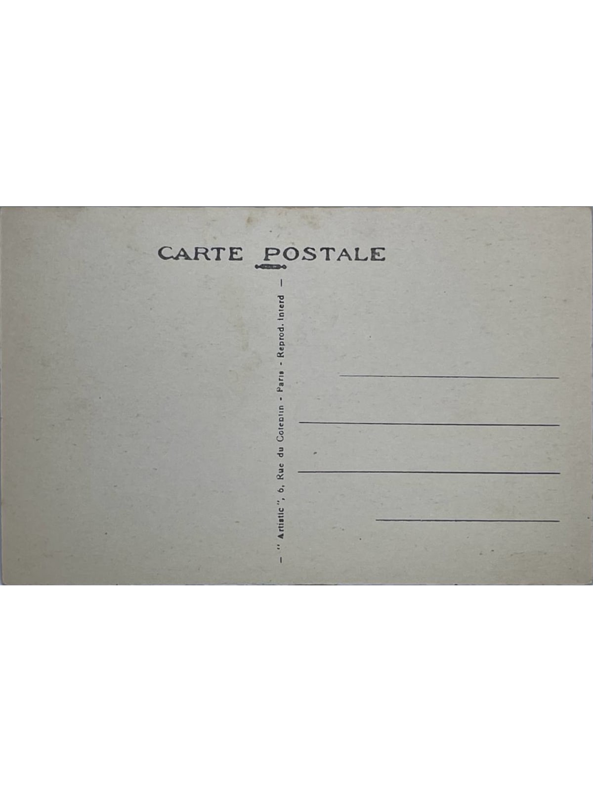 Verso de la carte postale