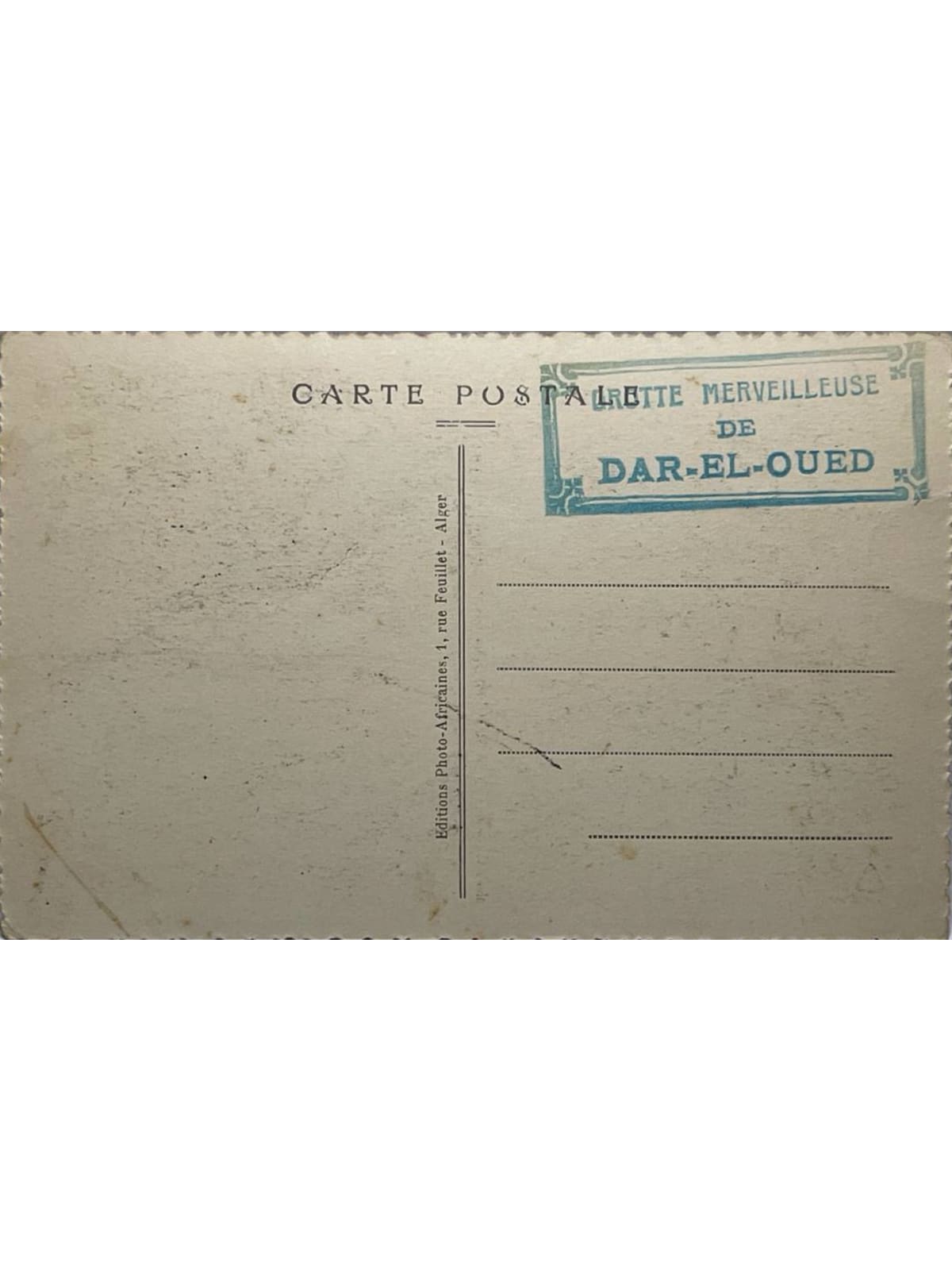 Verso de la carte postale