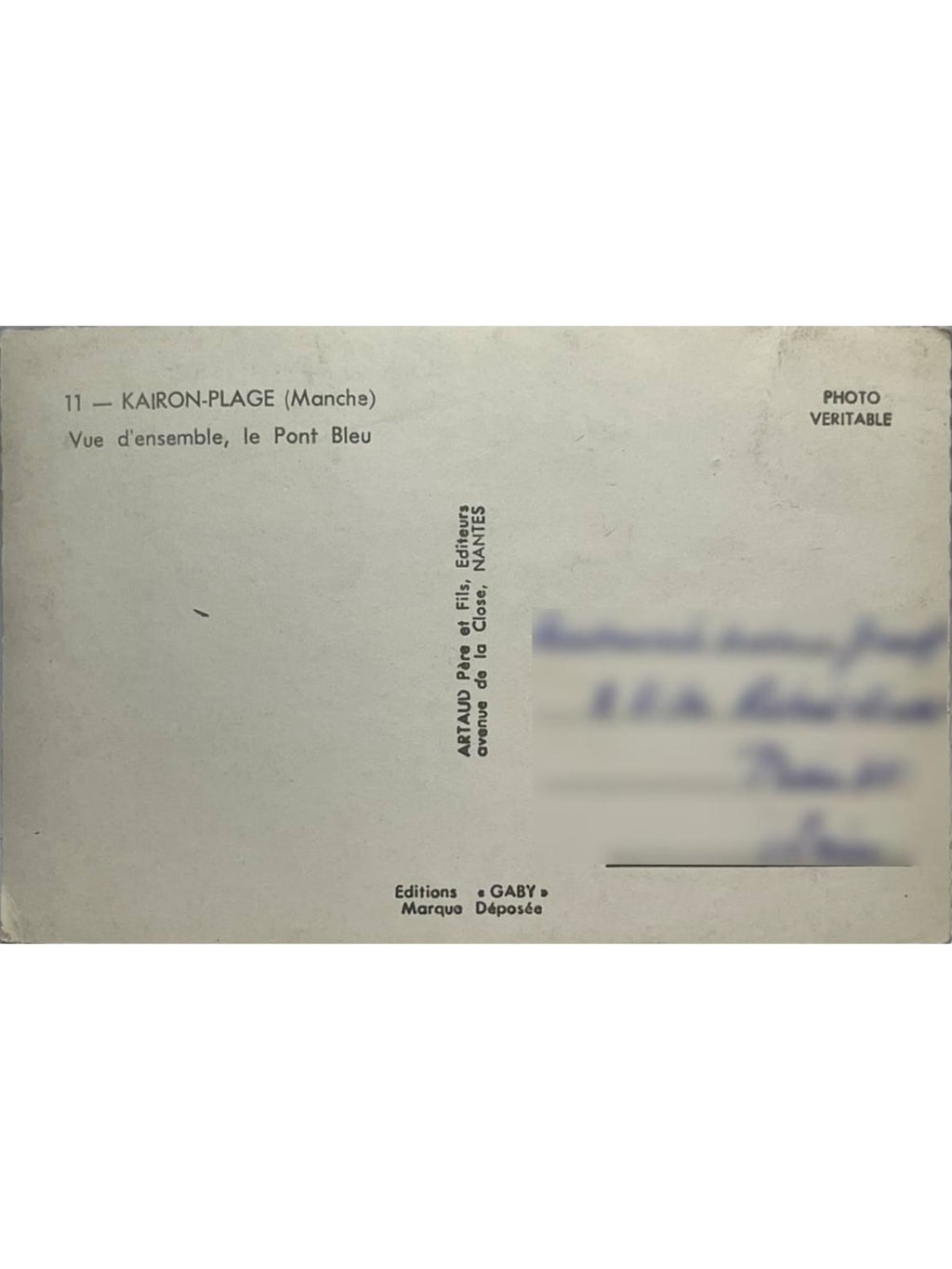 Verso de la carte postale