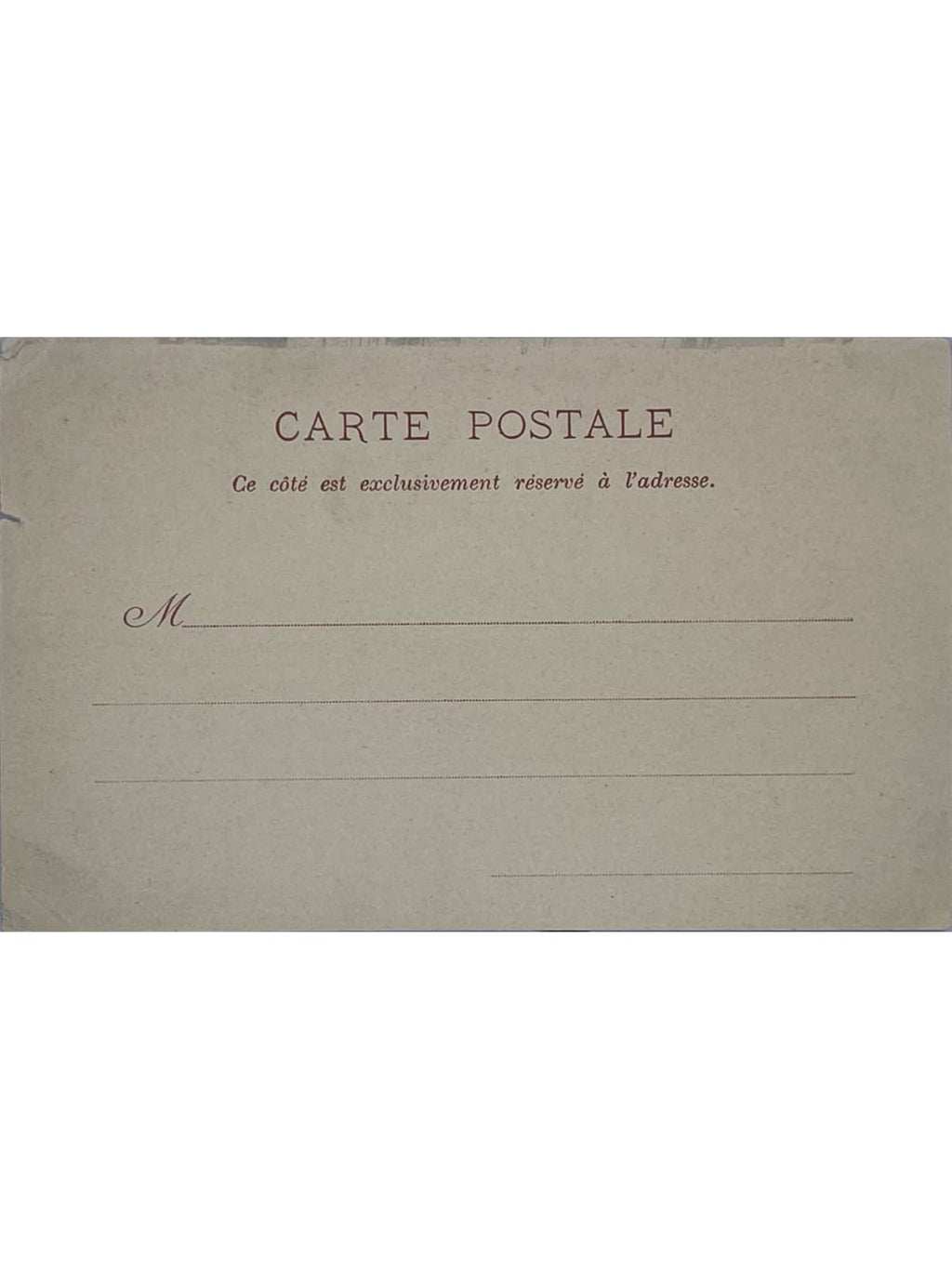 Verso de la carte postale