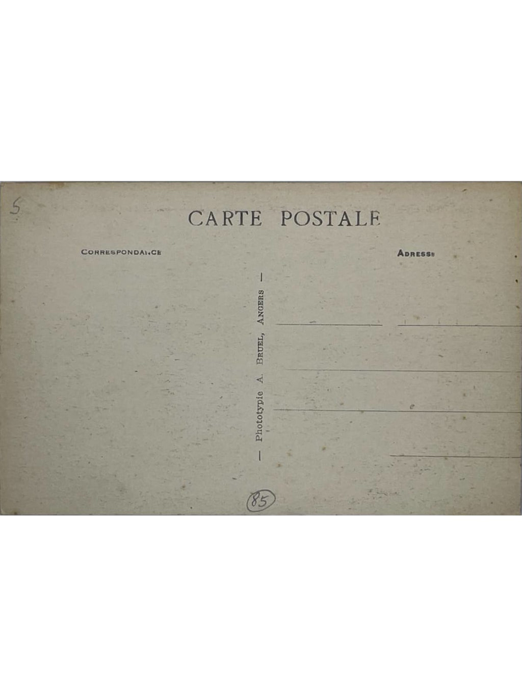 Verso de la carte postale