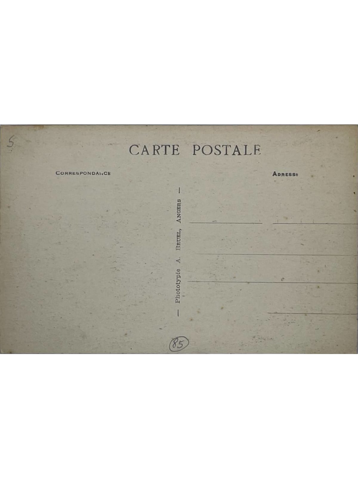 Verso de la carte postale