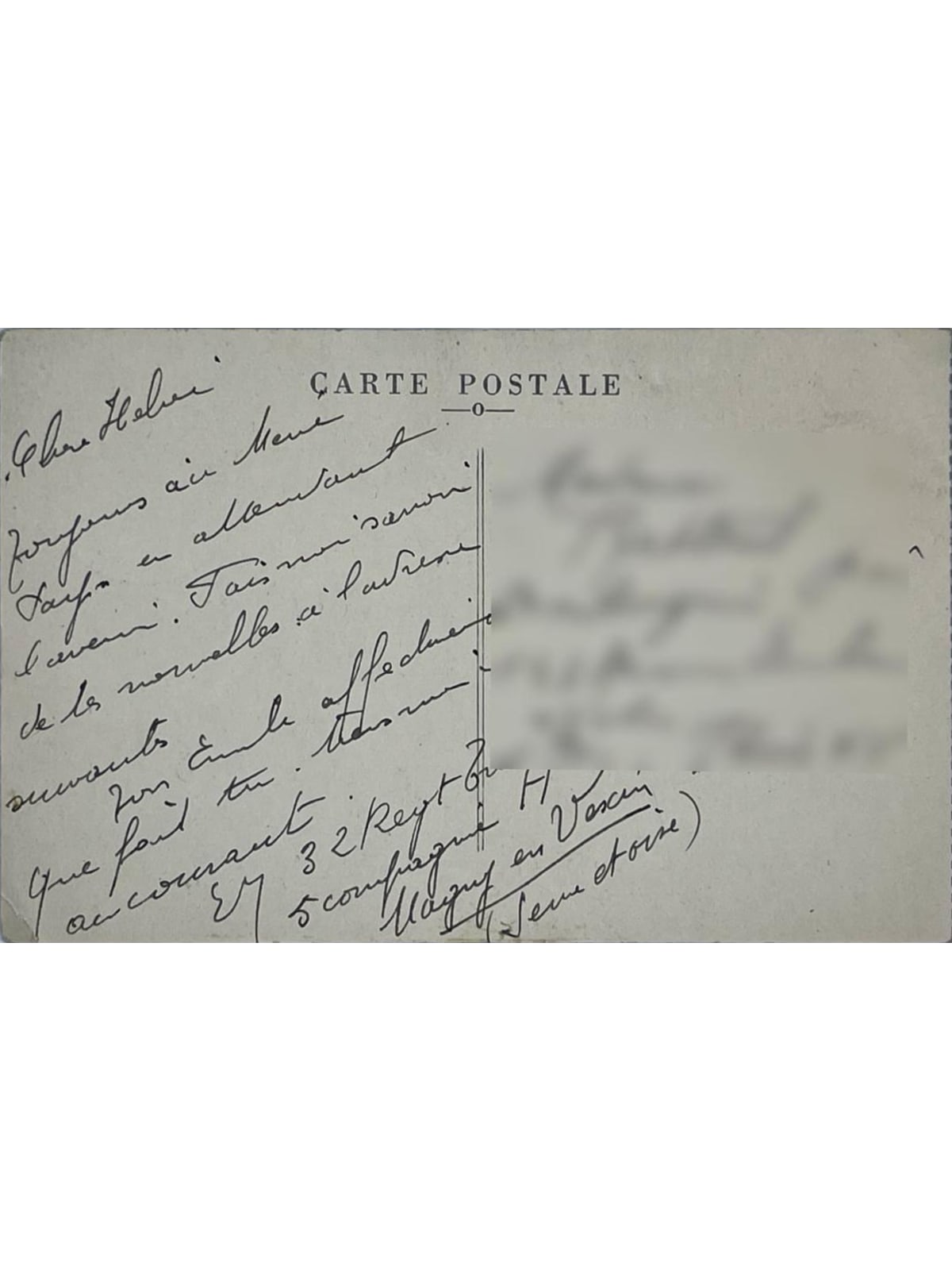 Verso de la carte postale