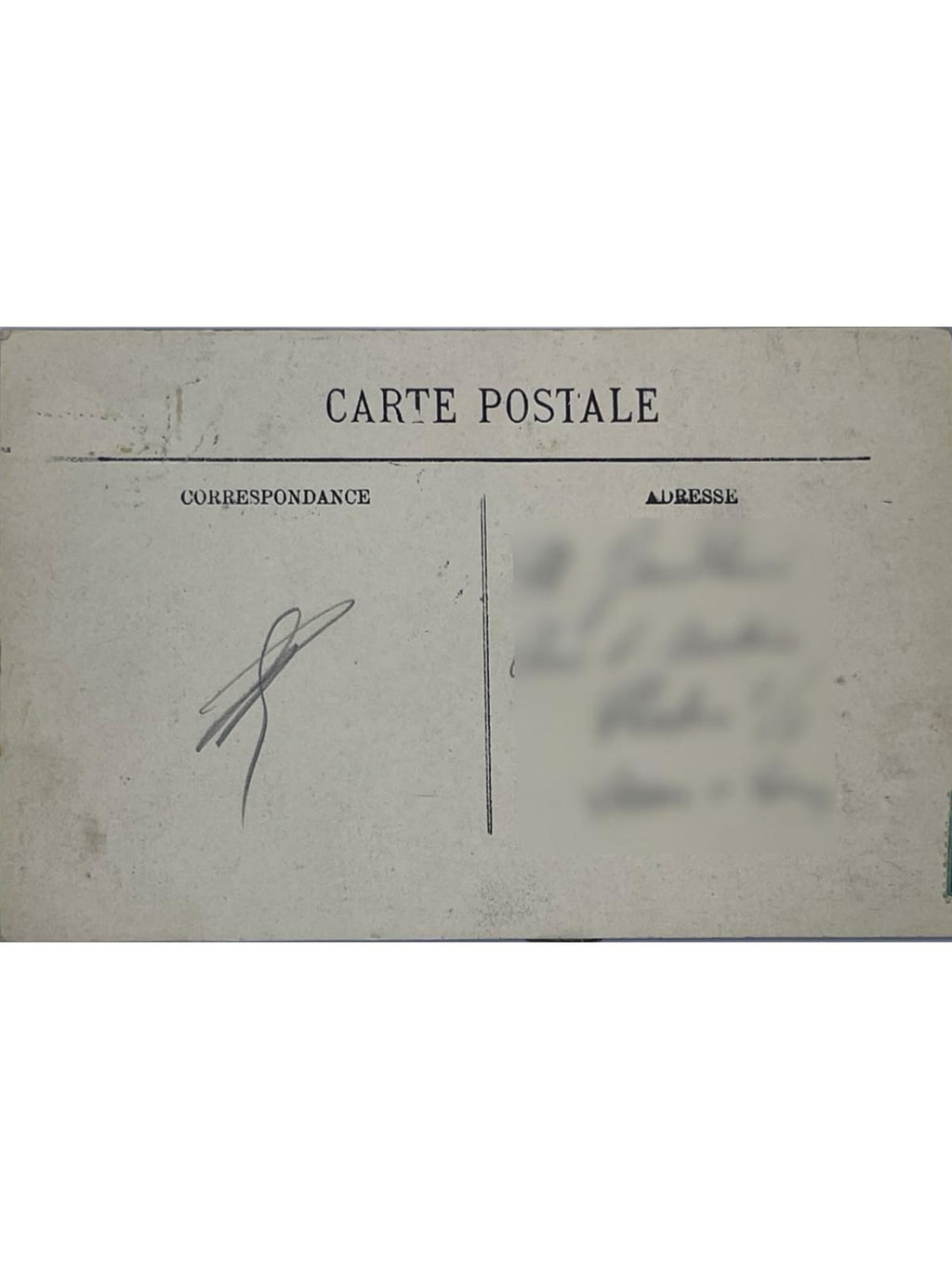Verso de la carte postale