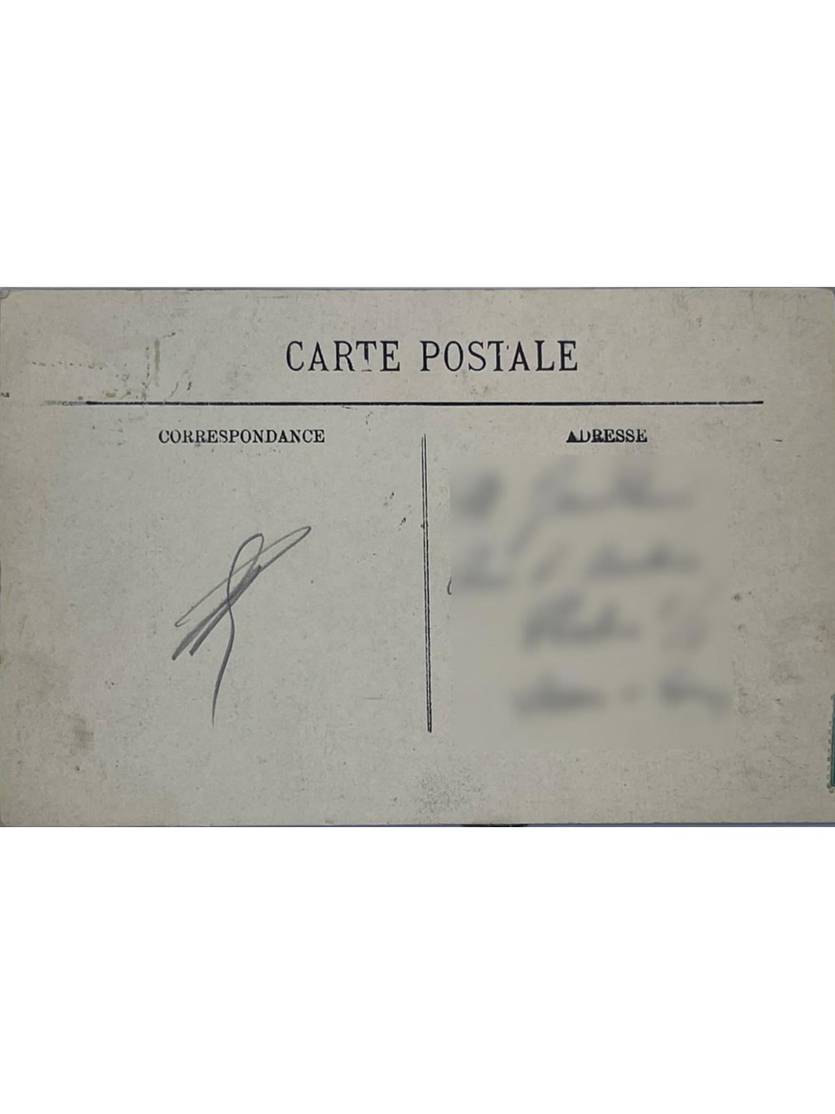 Verso de la carte postale