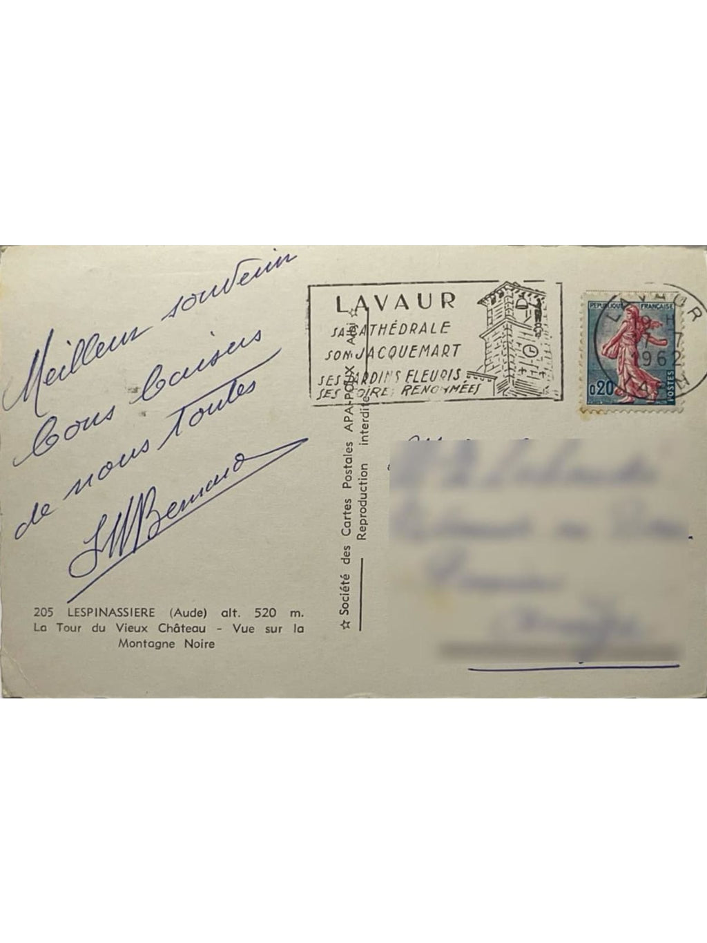 Verso de la carte postale