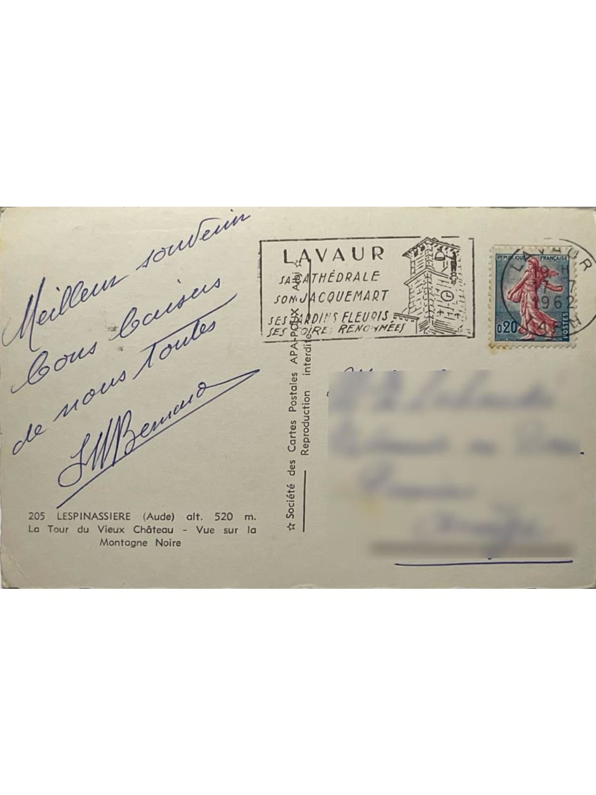 Verso de la carte postale