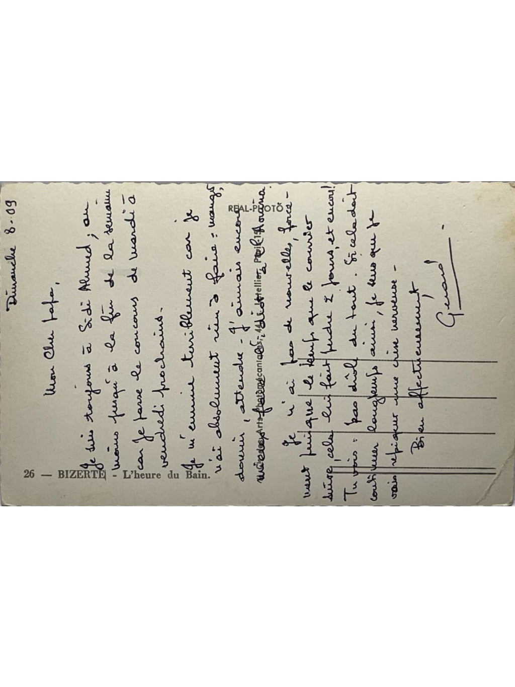 Verso de la carte postale