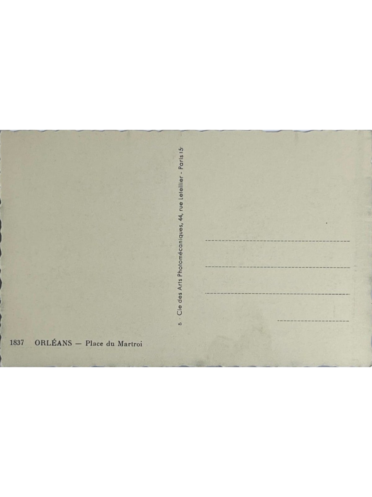 Verso de la carte postale