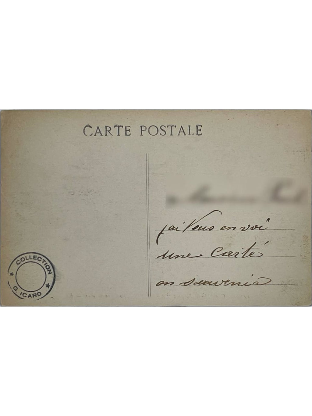 Verso de la carte postale