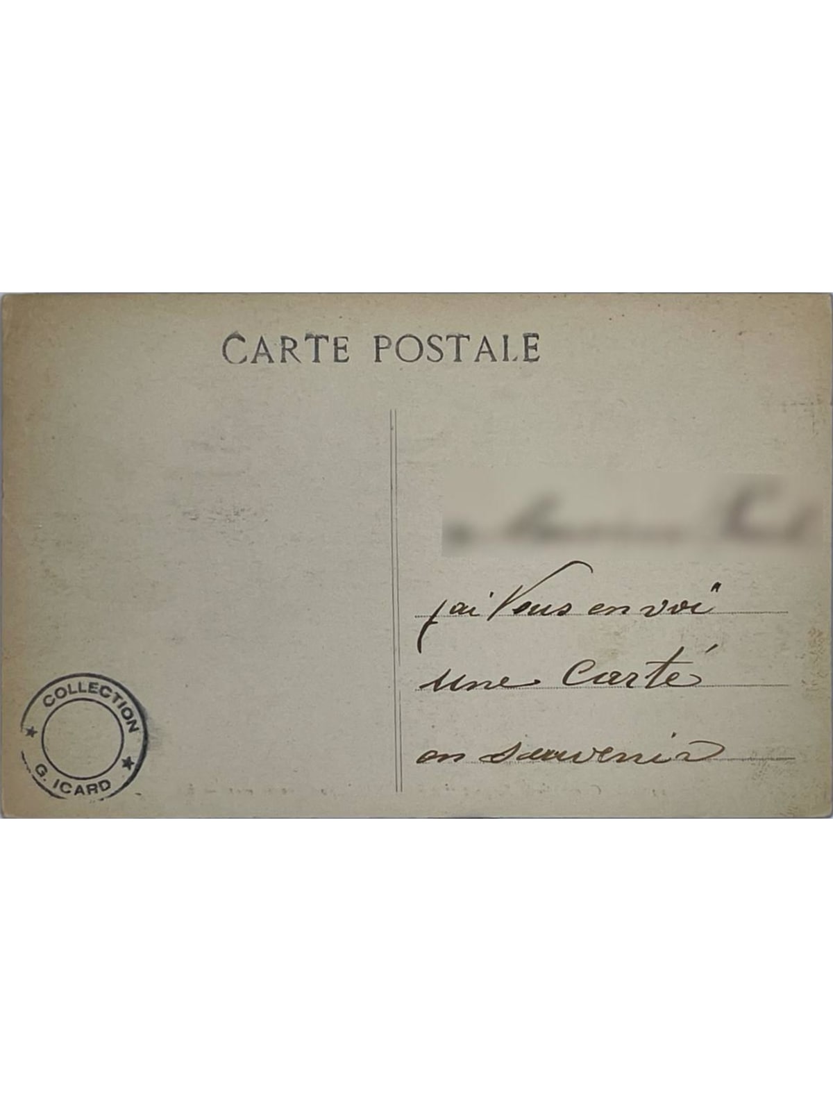 Verso de la carte postale