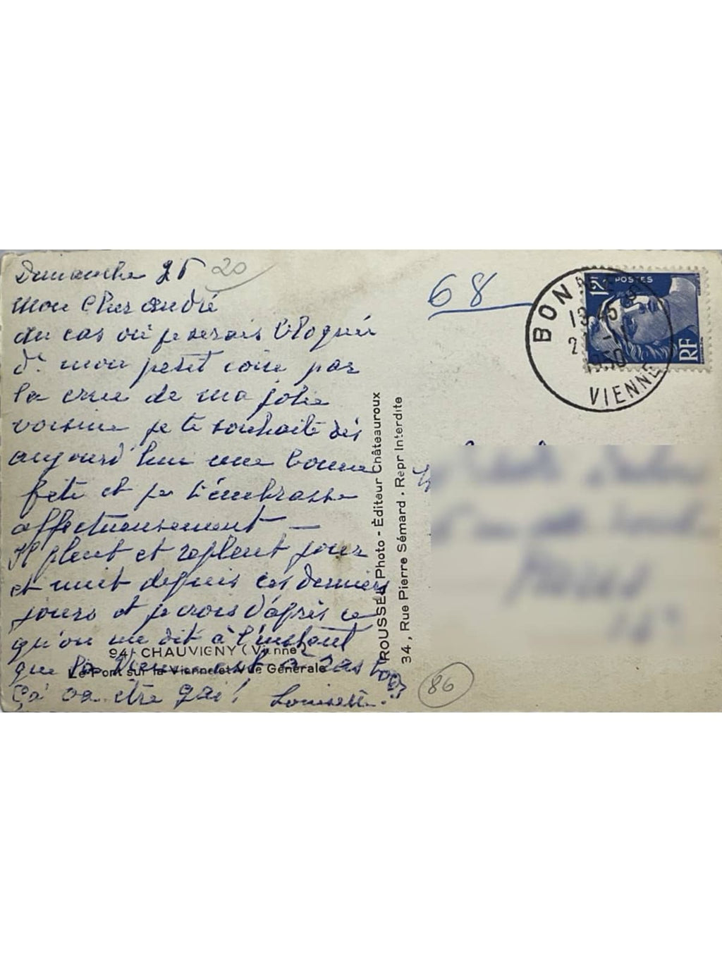 Verso de la carte postale