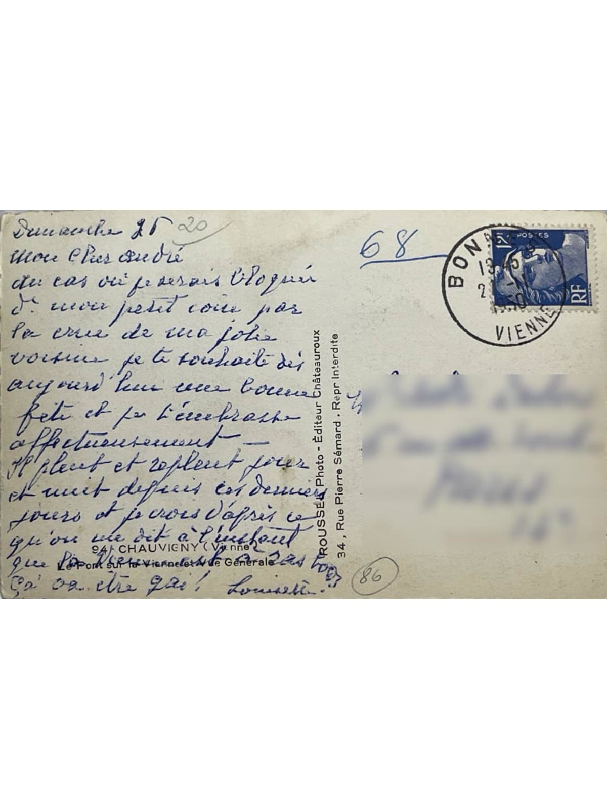 Verso de la carte postale