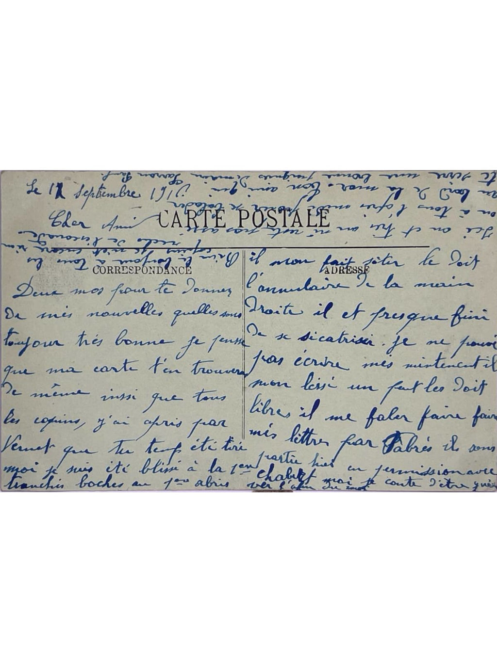 Verso de la carte postale