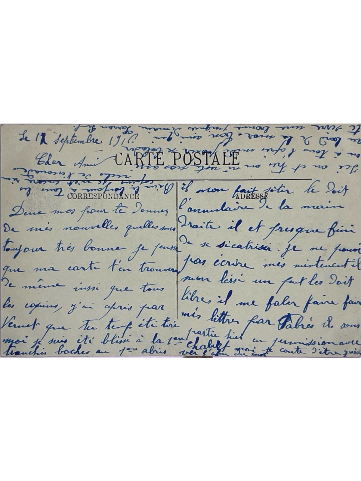 Verso de la carte postale