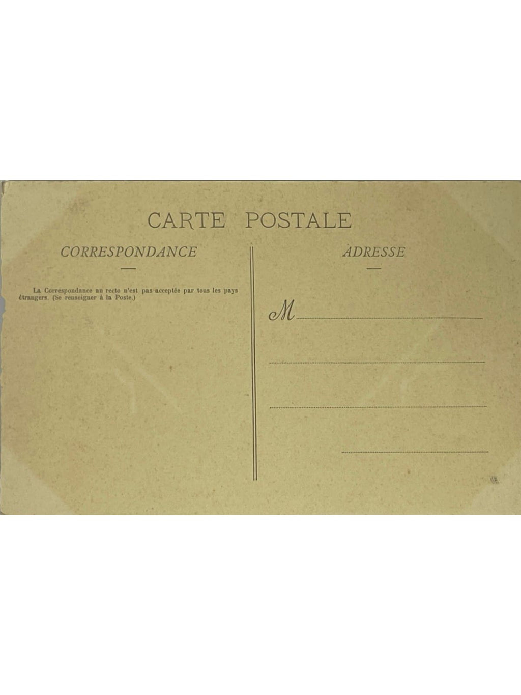 Verso de la carte postale