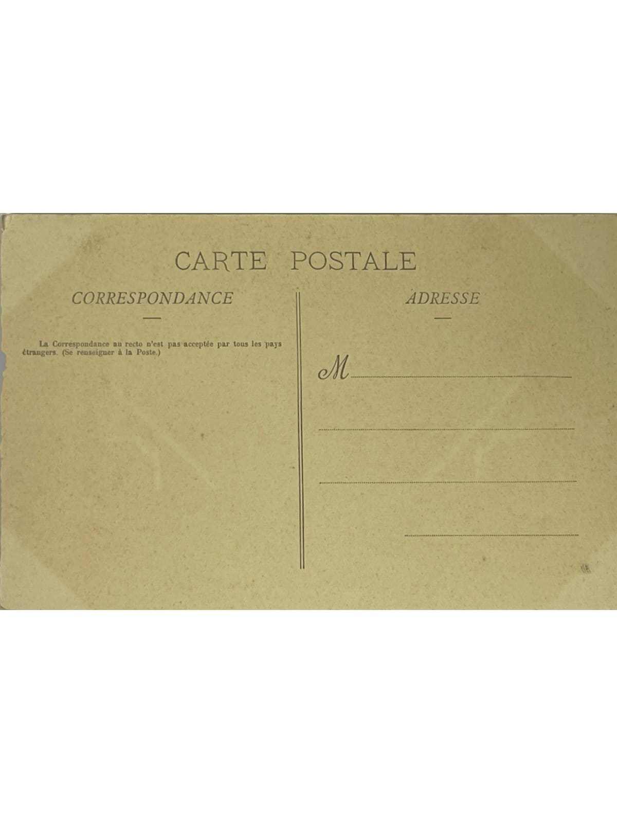 Verso de la carte postale
