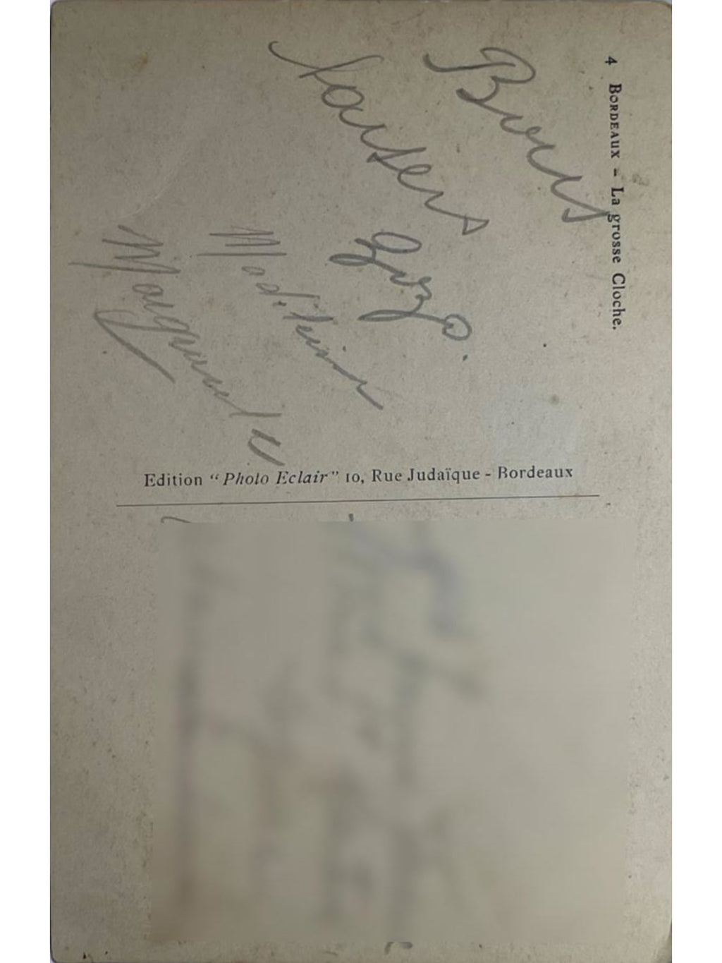 Verso de la carte postale