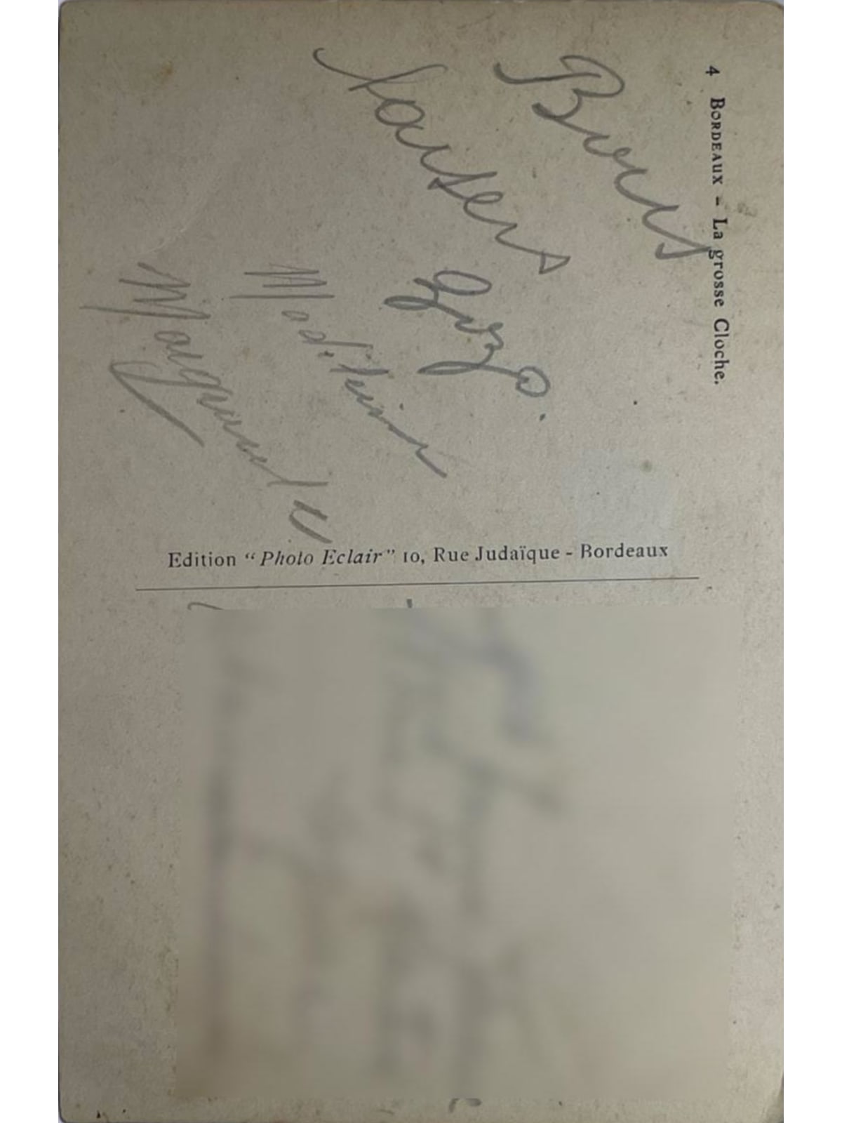 Verso de la carte postale