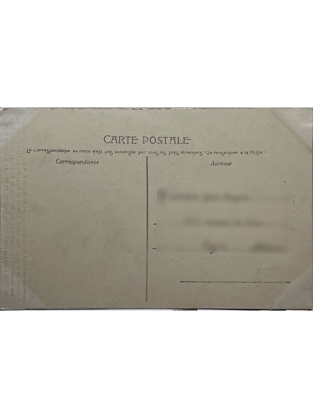 Verso de la carte postale