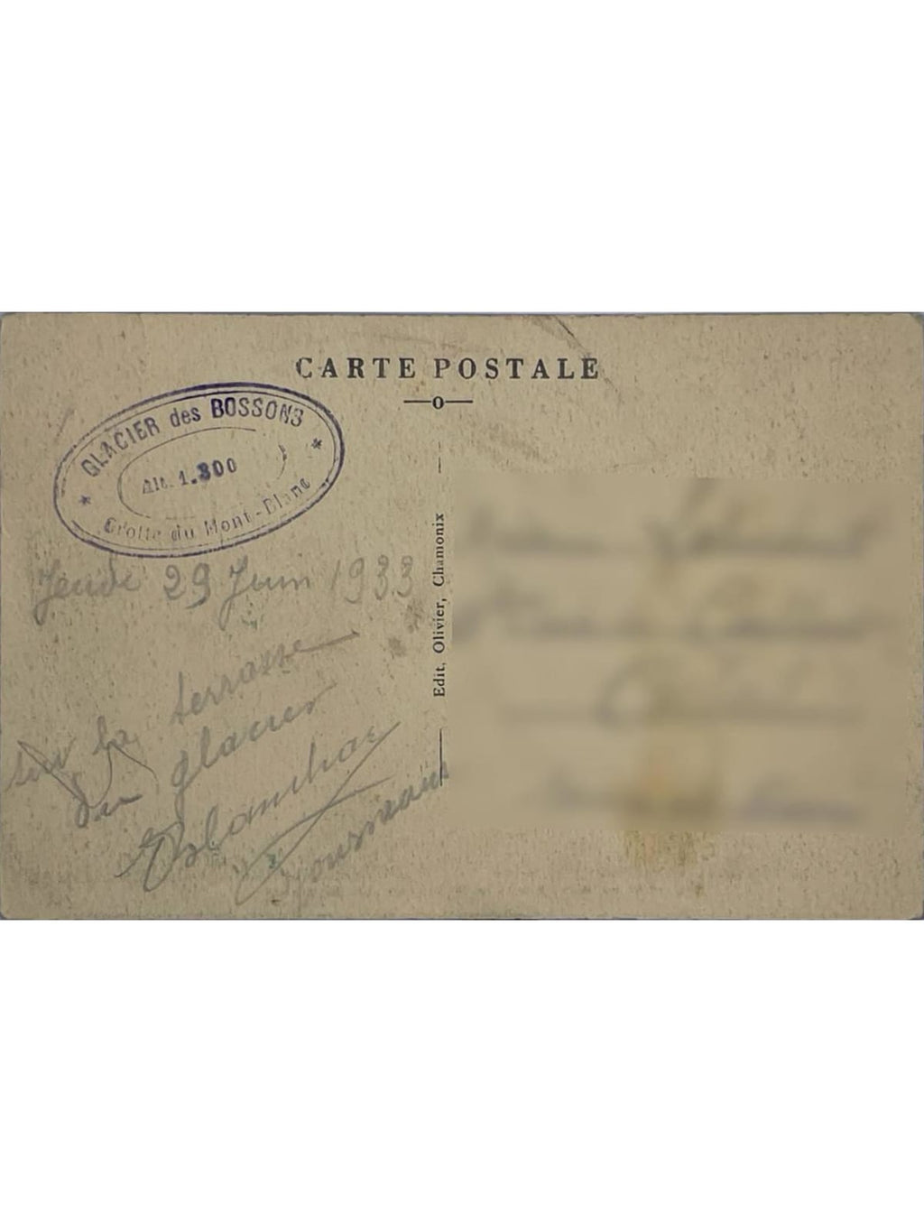 Verso de la carte postale