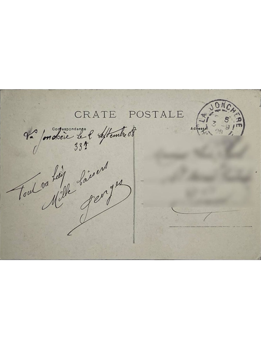 Verso de la carte postale