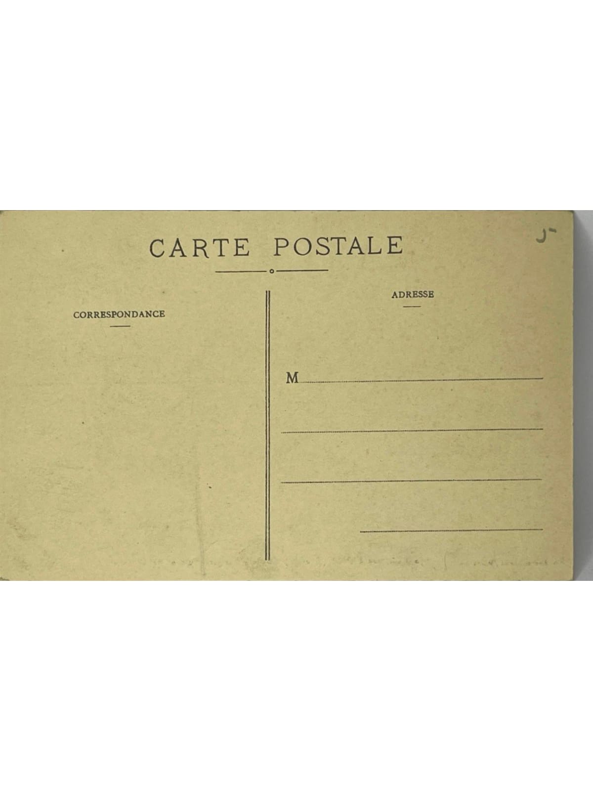 Verso de la carte postale