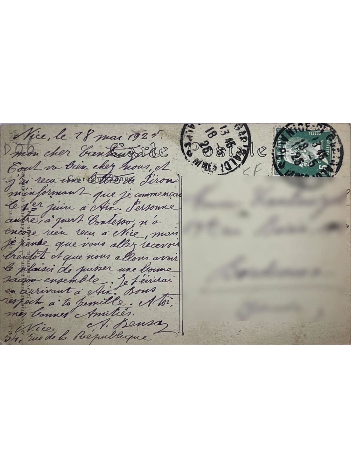 Verso de la carte postale