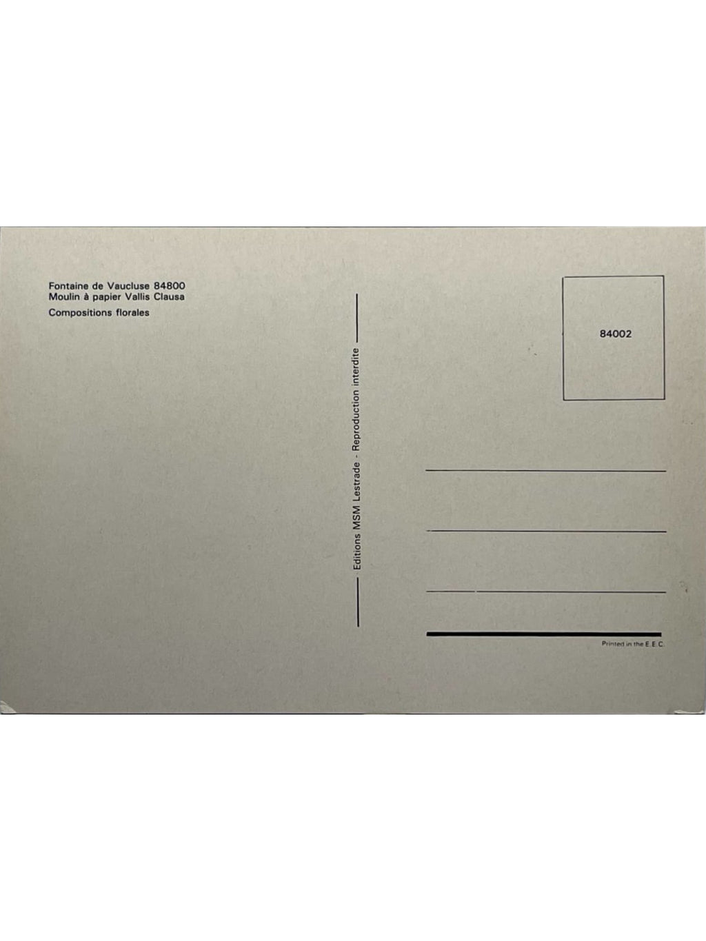 Verso de la carte postale