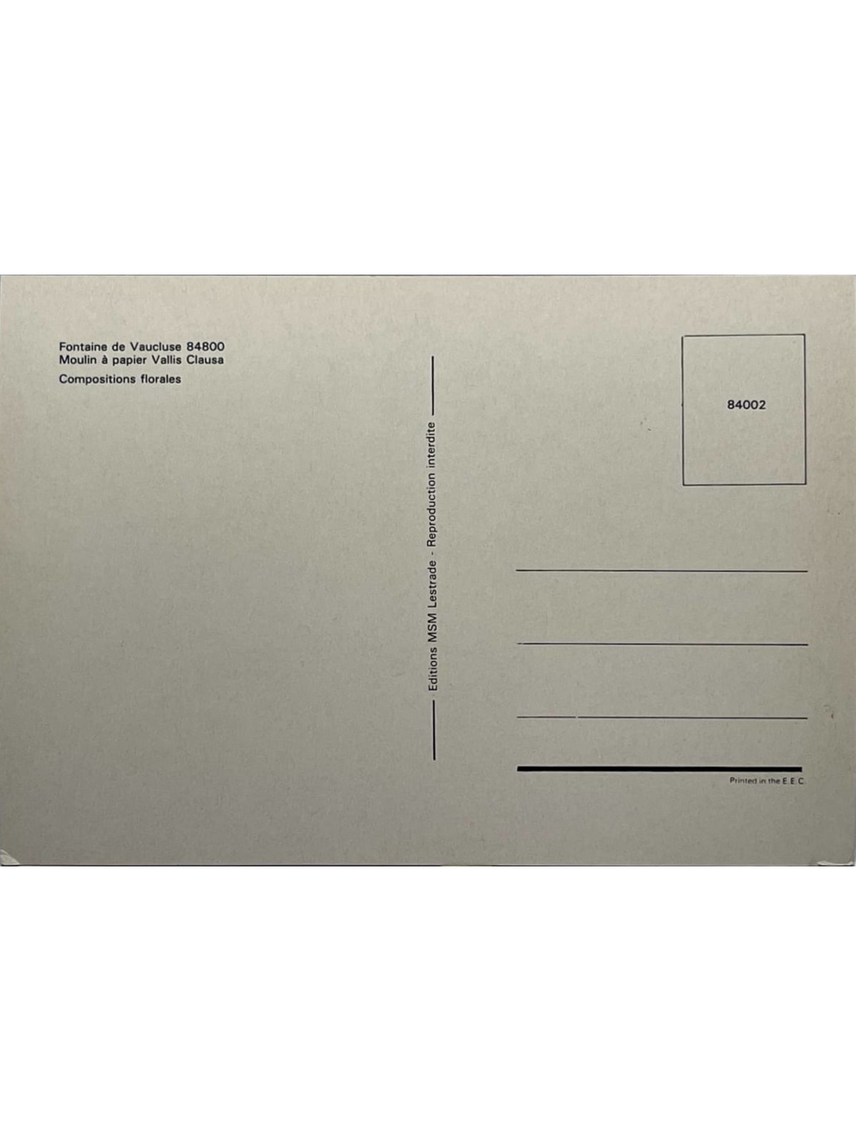 Verso de la carte postale