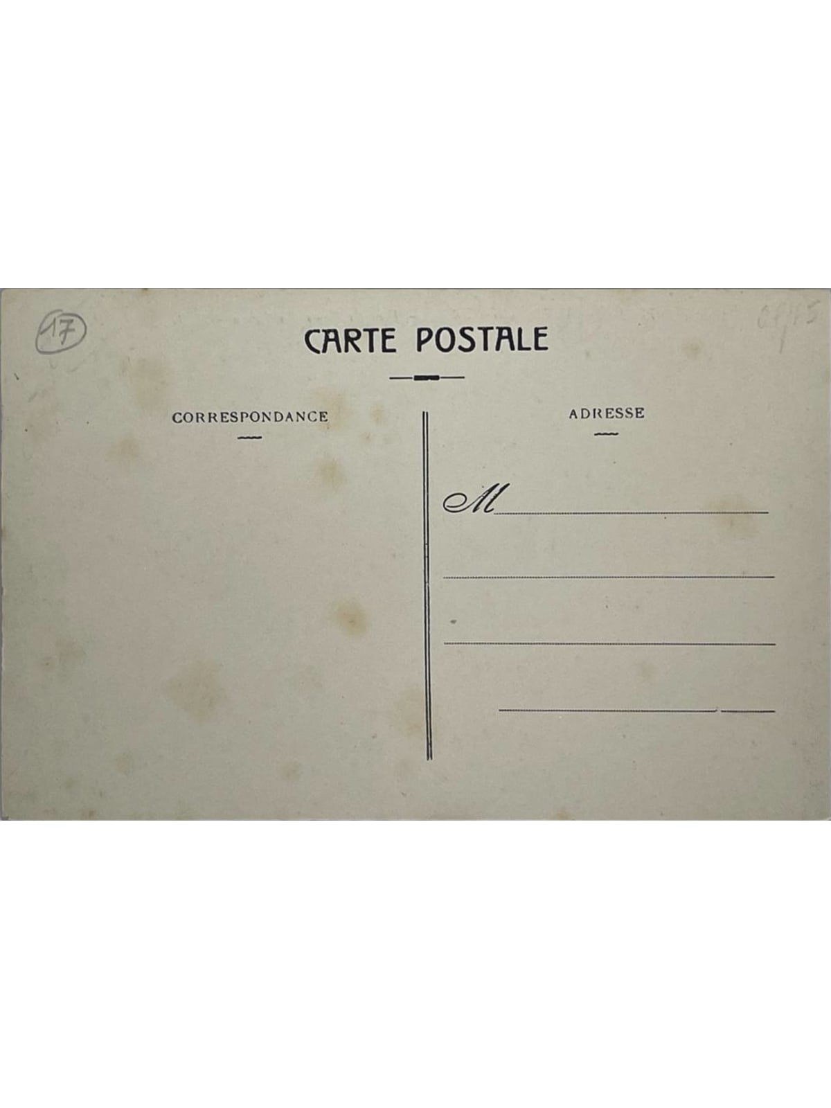 Verso de la carte postale
